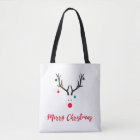 Funny cute minimalist Christmas reindeer on white