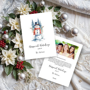 Funny Cute MInimalist Snowman Frosted Forest Holiday Card