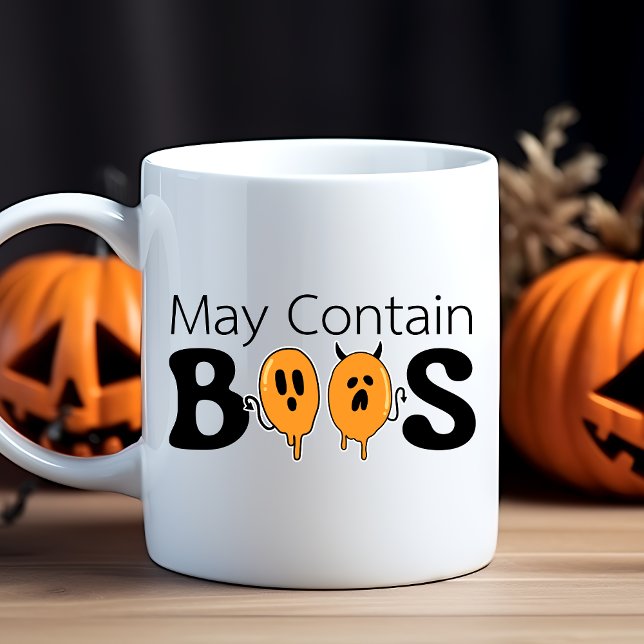 Funny Cute Modern May Contain BOOS Halloween Coffee Mug (Creator Uploaded)