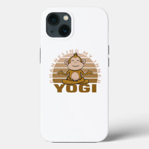 Funny cute monkey doing yoga. funny yoga poses iPhone 13 case