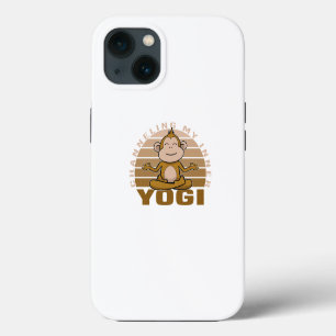 Funny cute monkey doing yoga. funny yoga poses iPhone 13 case