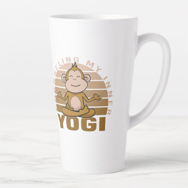 Funny cute monkey doing yoga. funny yoga poses latte mug (Right)