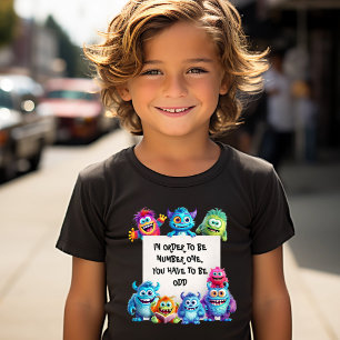 Funny Cute Monsters Colourful Kids Text T-Shirt