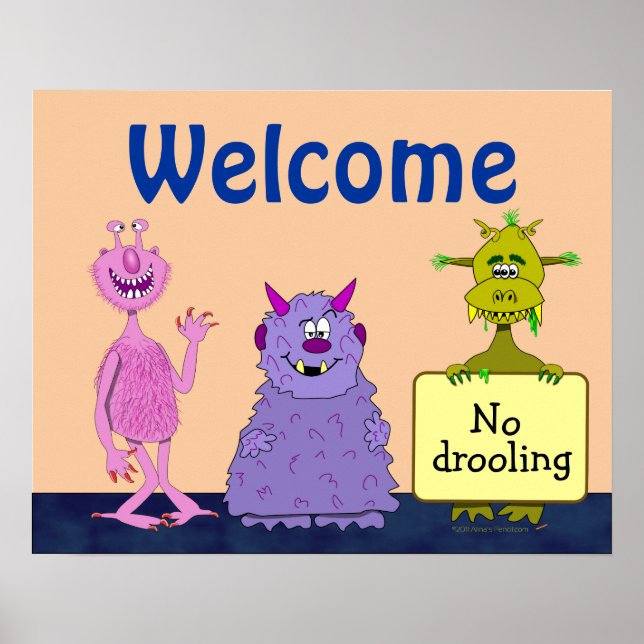 Funny Cute Monsters Welcome Back to School Kids Poster (Front)