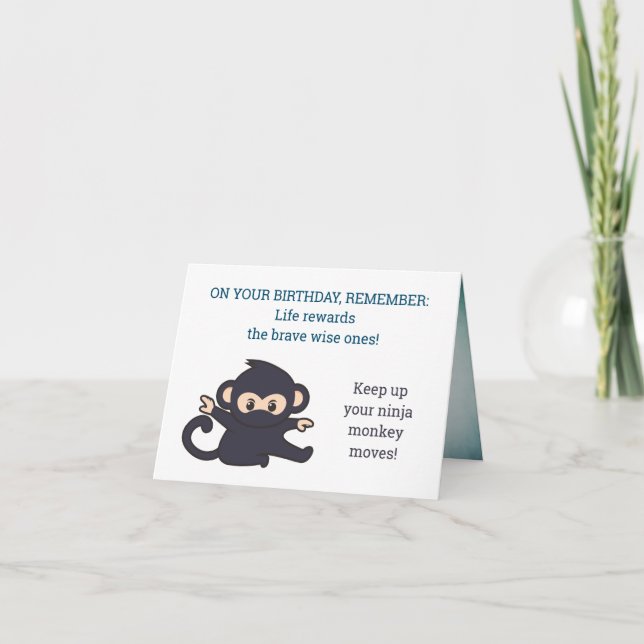 Funny Cute Ninja Monkey Moves Inside Business Suit Card (Front)