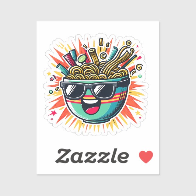Funny Cute Noodle Cartoon Ramen Bowl (Sheet)