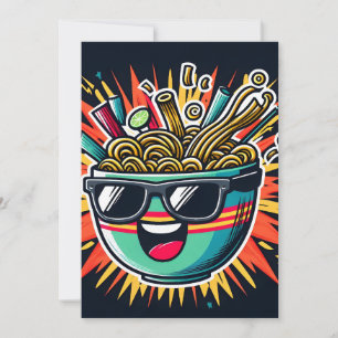 Funny Cute Noodle Cartoon Ramen Bowl Announcement