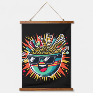 Funny Cute Noodle Cartoon Ramen Bowl Hanging Tapestry