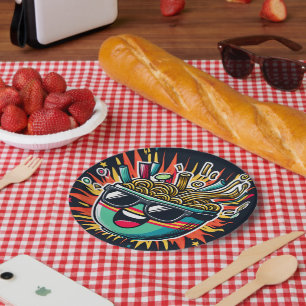 Funny Cute Noodle Cartoon Ramen Bowl Paper Plate