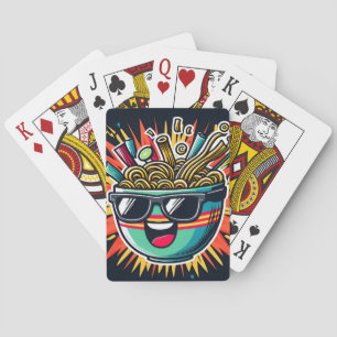 Funny Cute Noodle Cartoon Ramen Bowl Playing Cards