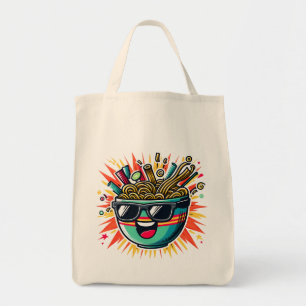 Funny Cute Noodle Cartoon Ramen Bowl Tote Bag