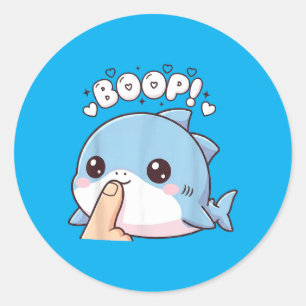Funny Cute Nose Boop Shark Boong Summer Beach Meme Classic Round Sticker