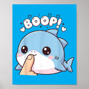 Funny Cute Nose Boop Shark Boong Summer Beach Meme Poster