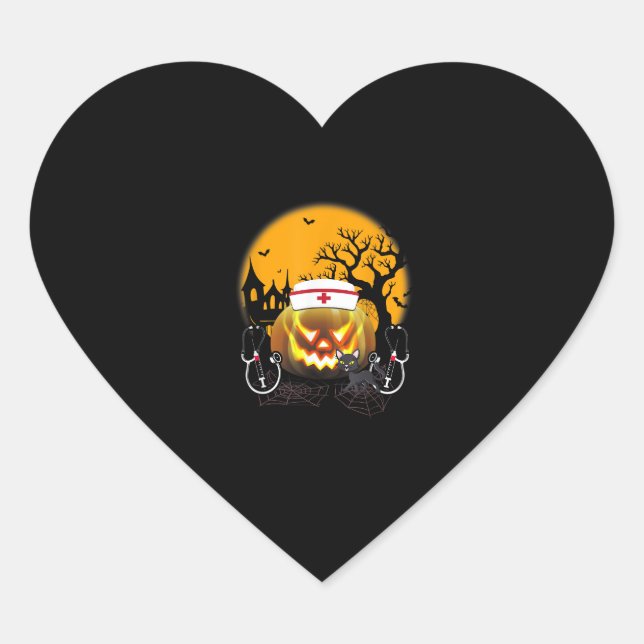 Funny Cute Nurse Costume Halloween Stethoscope Pum Heart Sticker (Front)