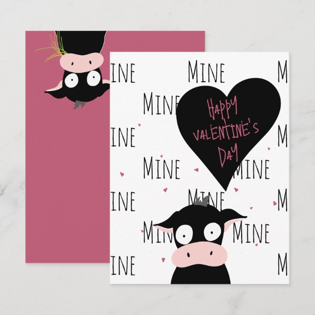 Funny Cute “Only Moooooo” Cow Pun  Card (Front/Back)