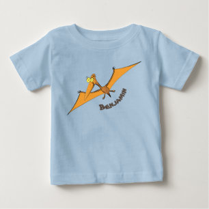 Funny cute orange flying pterodactyl cartoon baby T-Shirt