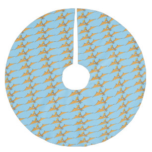 Funny cute orange flying pterodactyl cartoon brushed polyester tree skirt