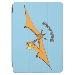 Funny cute orange flying pterodactyl cartoon iPad air cover