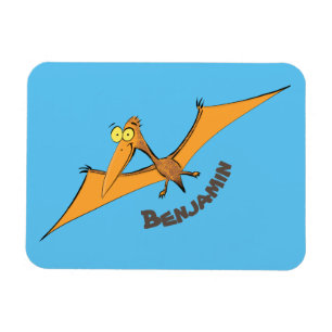 Funny cute orange flying pterodactyl cartoon magnet