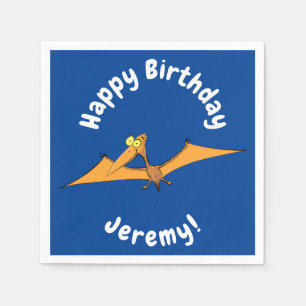 Funny cute orange flying pterodactyl cartoon napkin