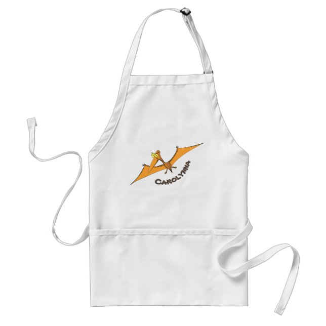 Funny cute orange flying pterodactyl cartoon standard apron (Front)