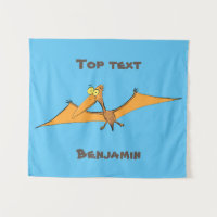 Funny cute orange flying pterodactyl cartoon