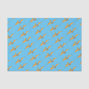 Funny cute orange flying pterodactyl cartoon tissue paper