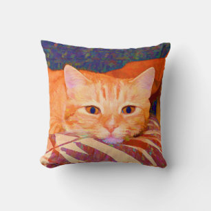 Funny Cute Orange Tabby Cat Cushion