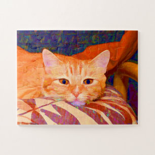 Funny Cute Orange Tabby Cat Jigsaw Puzzle