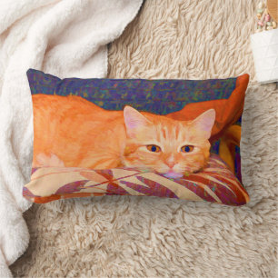 Funny Cute Orange Tabby Cat Lumbar Cushion
