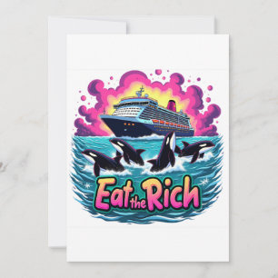 Funny Cute Orca Whale Eat The Rich  Holiday Card