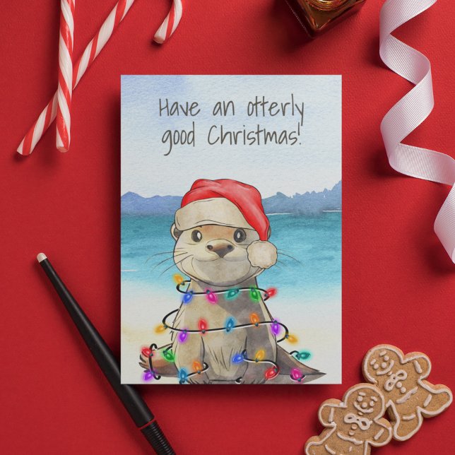 Funny Cute Otter Christmas Card  (Creator Uploaded)