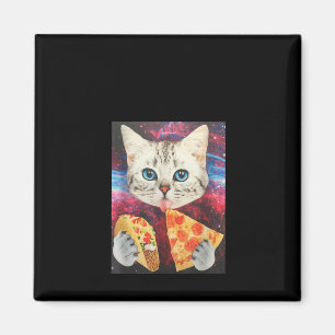 Funny Cute Outer Space Galaxy Cat Meme Pizza Taco Magnet