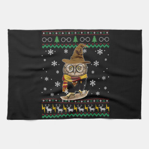 Funny Cute Owl Harry Magical Ugly Christmas Gift Tea Towel