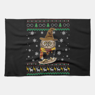 Funny Cute Owl Harry Magical Ugly Christmas Gift Tea Towel