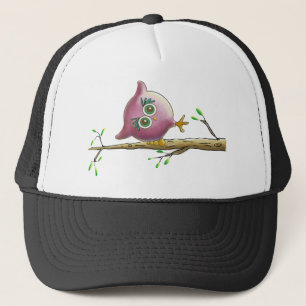 Funny & Cute Owl on a Branch Trucker Hat