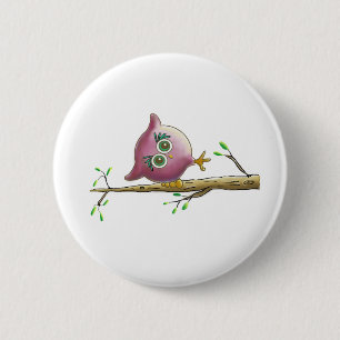 Funny Cute Owl Picture 6 Cm Round Badge