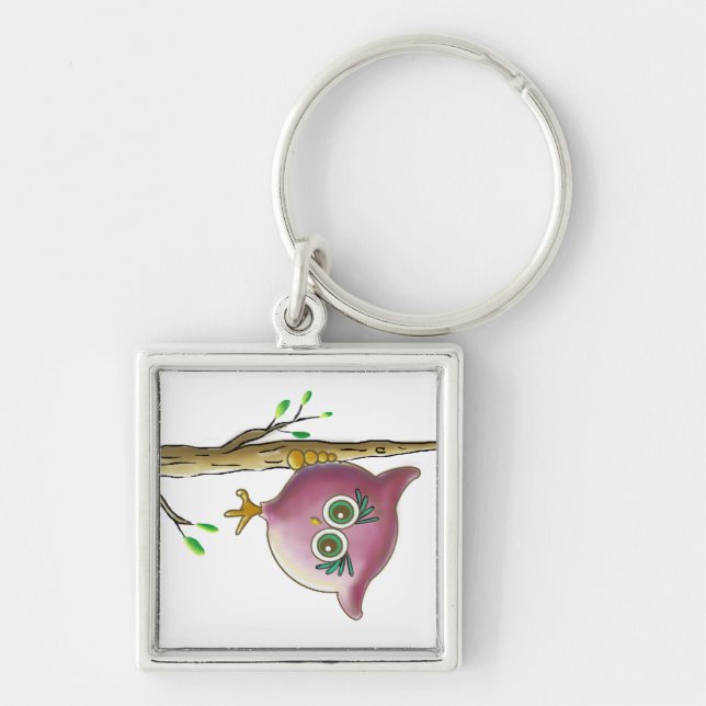 Funny Cute Owl Picture Key Ring (Front)