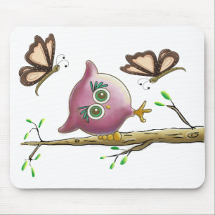 Funny Cute Owl Picture Mouse Pad