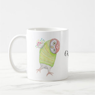 Funny Cute owl with flowers Valentine's day Coffee Mug