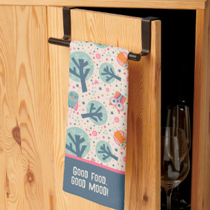 Funny Cute Owls Pattern Personalised Quote or Name Tea Towel