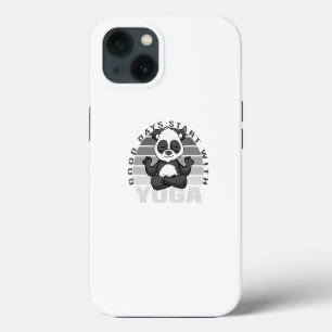 Funny cute panda doing yoga. funny yoga poses iPhone 13 case
