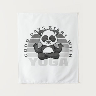 Funny cute panda doing yoga. funny yoga poses tapestry