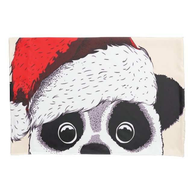 funny cute panda in Christmas Pillowcase (Front)