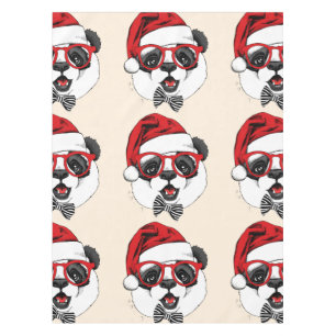 funny cute panda in Christmas Tablecloth