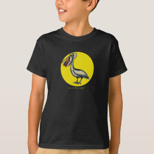 Funny cute pelican with angry fish t-shirt