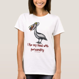 Funny cute pelican with fish t-shirt design