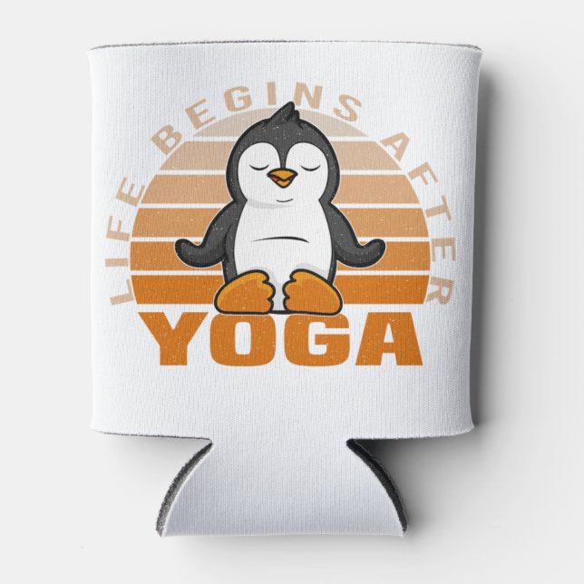 Funny cute penguin doing yoga. funny yoga poses can cooler (Front)