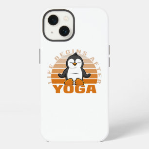 Funny cute penguin doing yoga. funny yoga poses iPhone 13 case