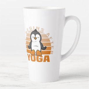 Funny cute penguin doing yoga. funny yoga poses latte mug